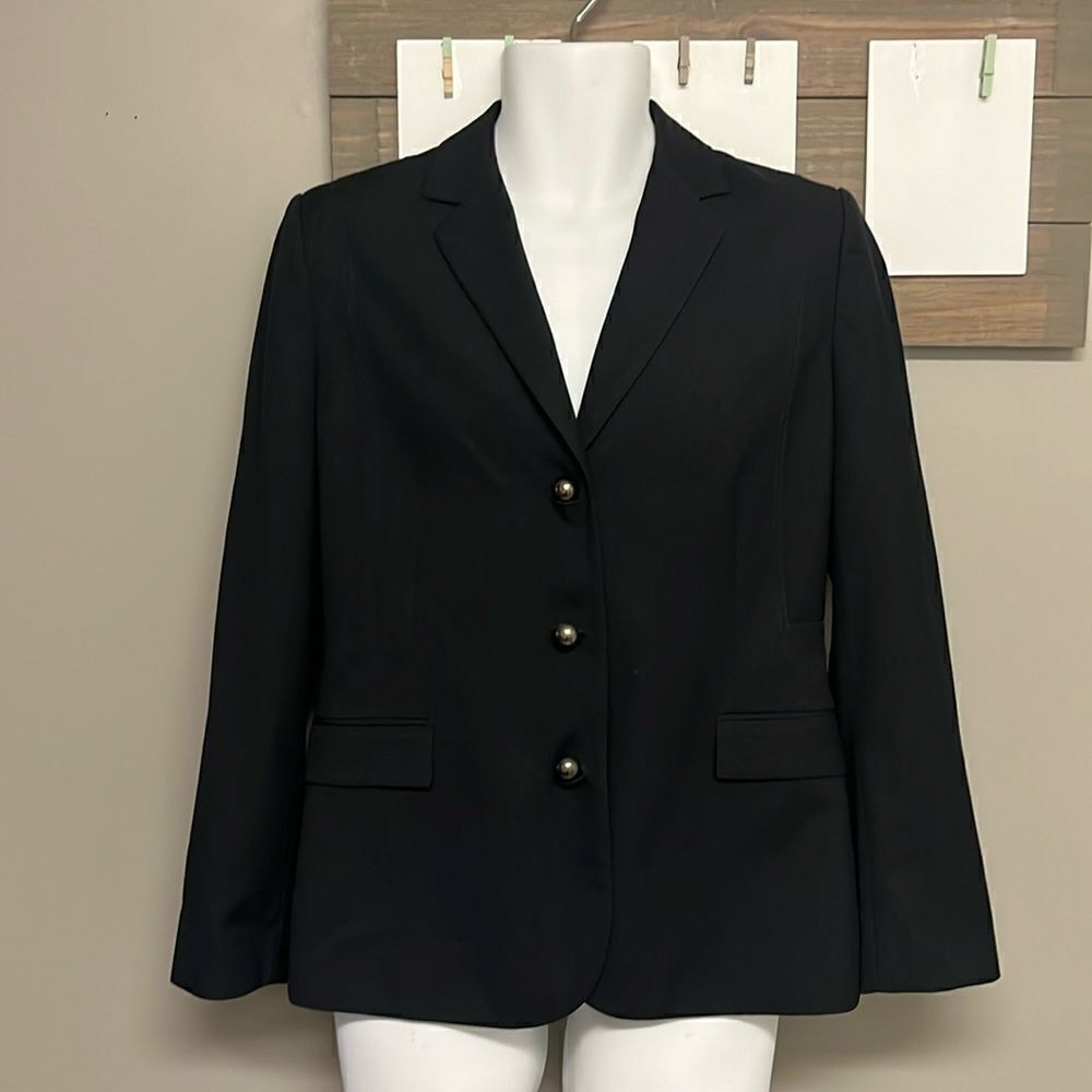 Calvin Klein Women’s Black Long Sleeve Notched Collar V-Neck Blazer- Size 10